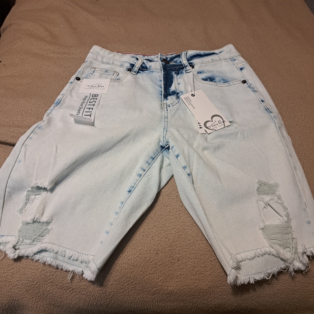Vince Blue Women's Bermuda Shorts Size 3.. High Waist.. Distressed